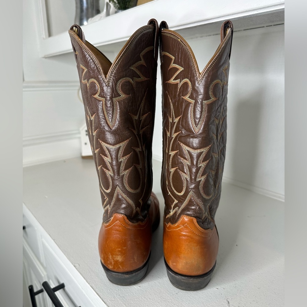 **SOLD**Vintage Tony Lama Gold Label Cowboy Boots Men’s 10.5D Two-Tone Leather - Picture 4 of 8
